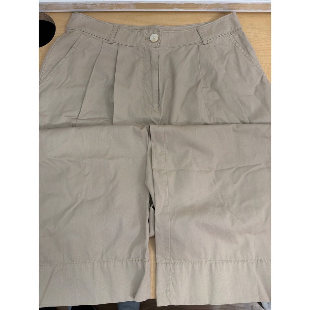 Loft Curvy Khaki Tan Wide Leg Pleated Trousers Pants Size 12 High Rise